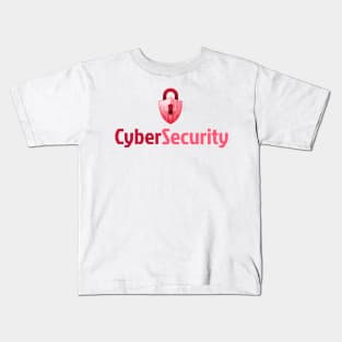 Cyber Security Lock Red Kids T-Shirt